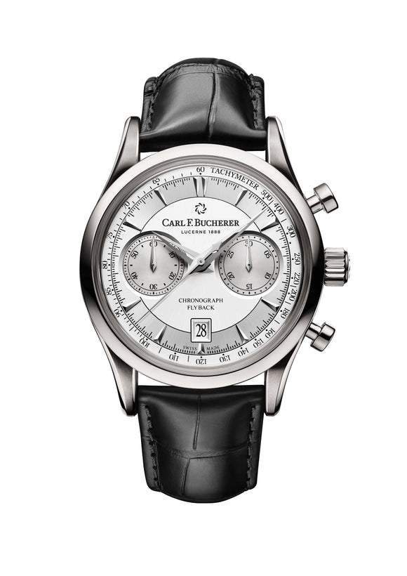 Carl F. Bucherer Manero Flyback Stainless Steel 43mm Silver Dial - The Luxury Well