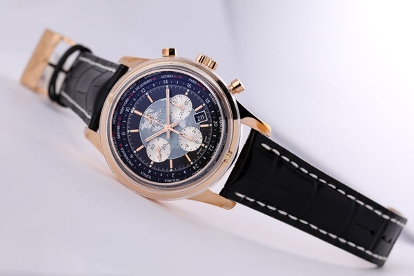 Breitling Transocean Chronograph Unitime 18kt Gold Black - The Luxury Well