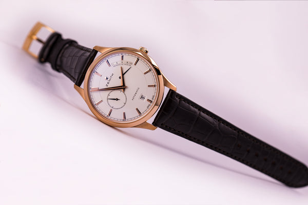 Zenith Elite Captain Power Reserve 18kt Rose Gold Silver Dial - The Luxury Well