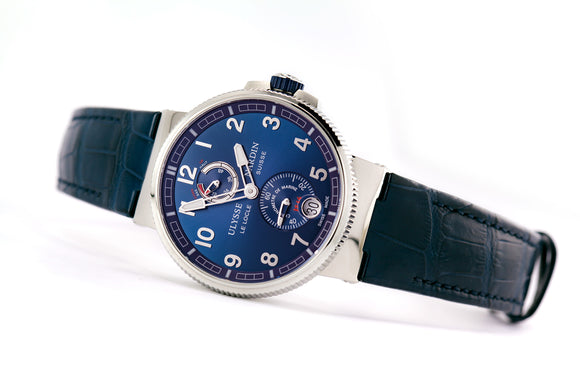 Ulysse Nardin Marine Chronometer Manufacture Blue Dial Blue Alligator - The Luxury Well