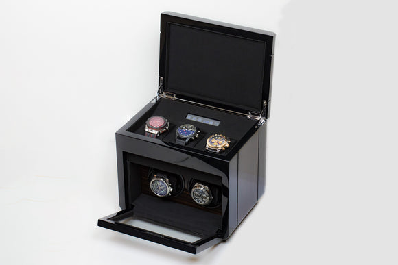 The Luxury Well Touch Screen Control Double Watch Winder with 3-watch Storage - The Luxury Well