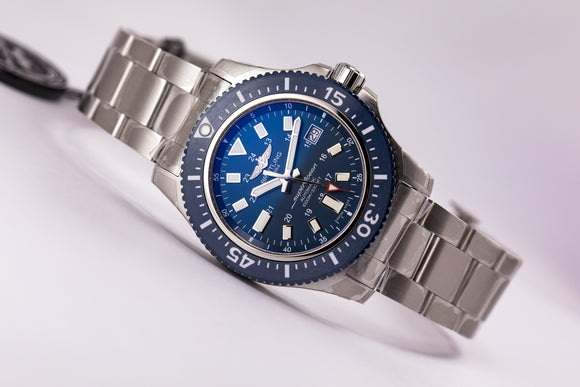 Breitling Superocean 44 Special Steel Ceramic Blue Bracelet - The Luxury Well