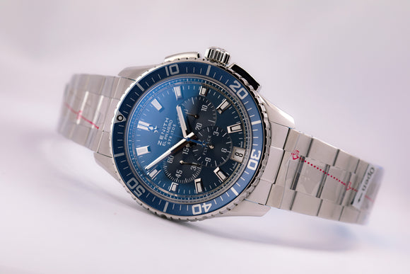 Zenith El Primero Stratos Flyback Chronograph Blue Dial Bracelet - The Luxury Well