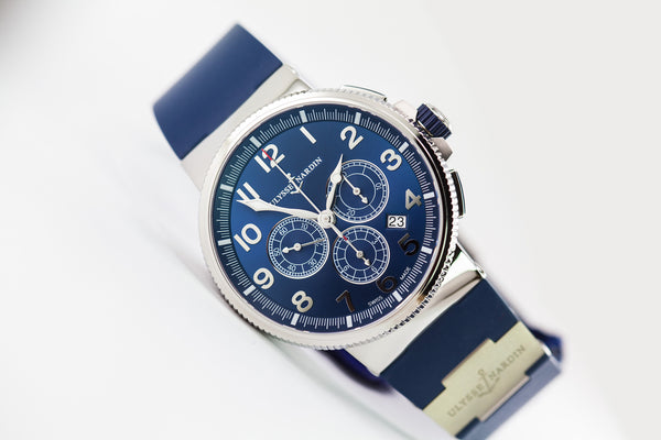 Ulysse Nardin Marine Chronograph Blue Metal Dial Ref. 1503-150-3-63 - The Luxury Well