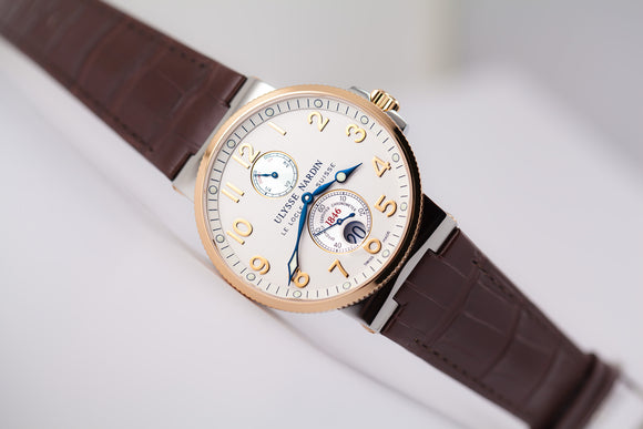 Ulysse Nardin Maxi Marine Chronometer two-tone 18kt gold and steel silver Ref. 265-66/60 - The Luxury Well