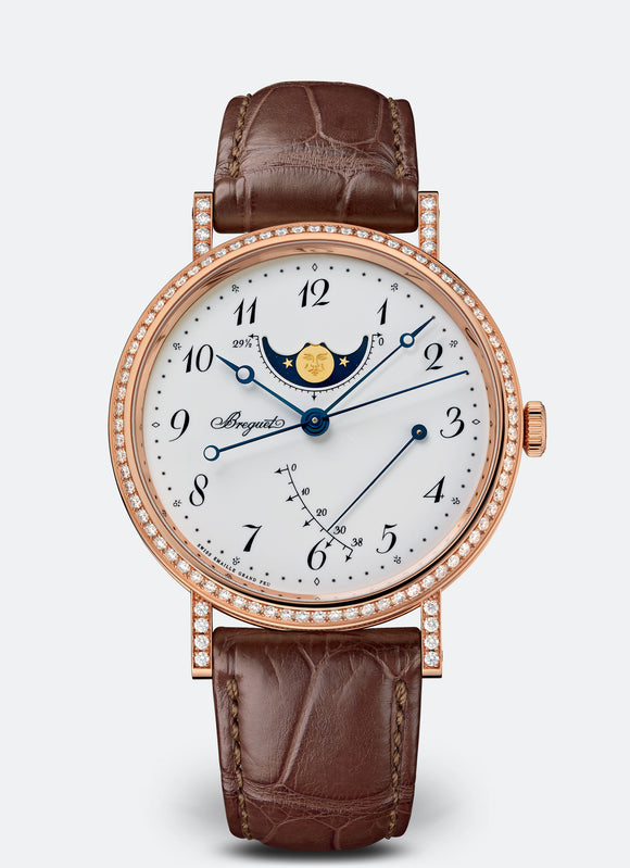 Breguet Classique Moonphase Power Reserve 18kt Rose Gold White Dial - The Luxury Well