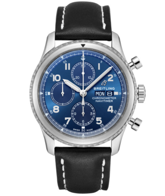 Breitling Navitimer 8 Chronograph 43 Blue Dial with Black Leather Strap