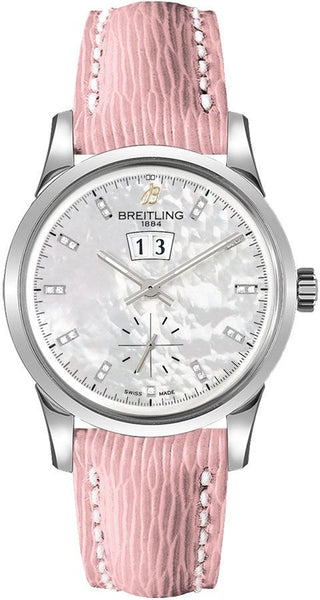 Breitling Transocean 38 Stainless Steel Mother of Pearl White Dial - The Luxury Well