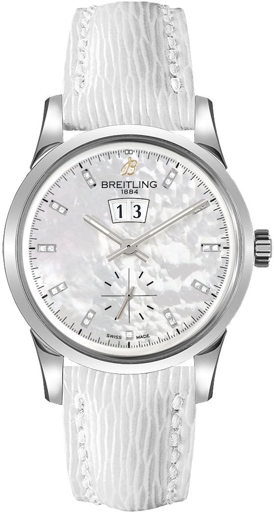 Breitling Transocean 38 Stainless Steel Mother of Pearl White Dial