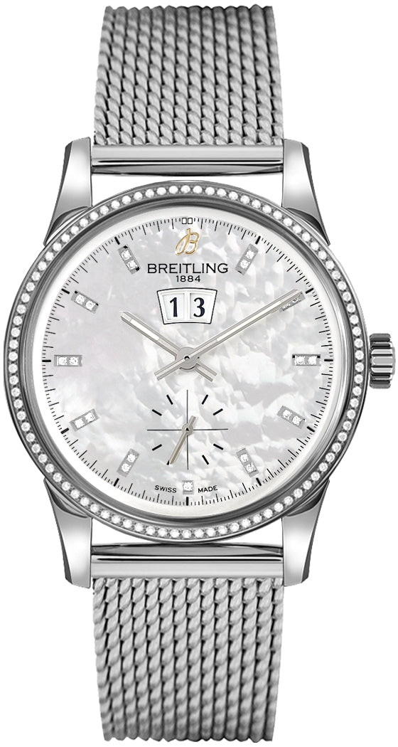 Breitling Transocean 38 Stainless Steel Mother of Pearl White Dial