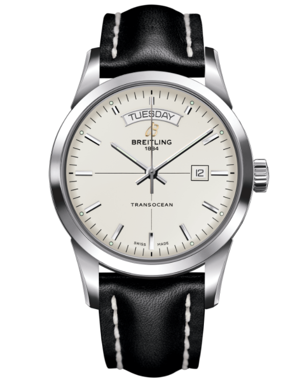 Breitling Transocean Day & Date Steel Silver 43mm Dial