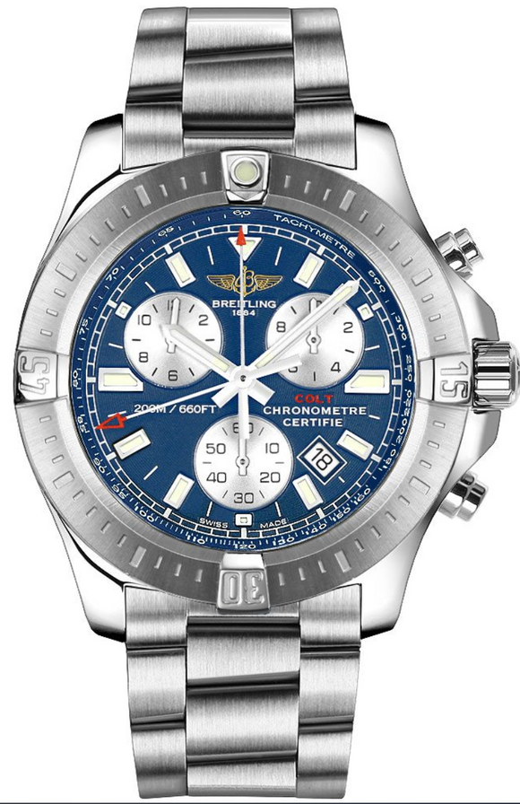 Breitling Colt Chronograph Stainless Steel Mariner Blue Dial - The Luxury Well