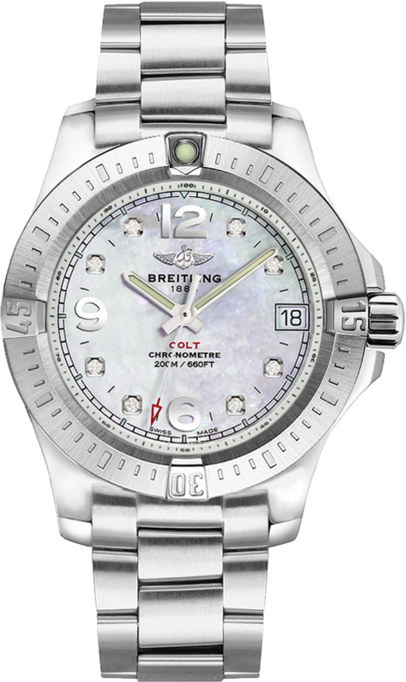 Breitling Colt 36 Mother of Pearl Diamond Dial - The Luxury Well