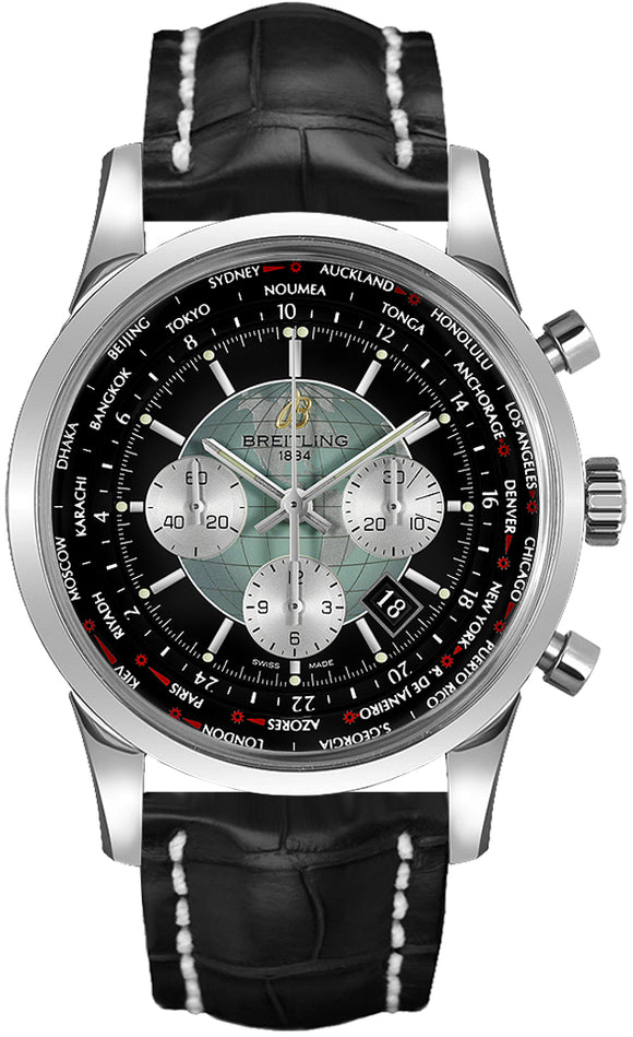 Breitling Transocean Chronograph Stainless Steel Black 46mm - The Luxury Well