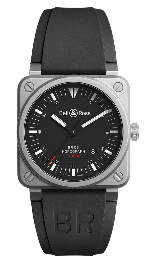 Bell & Ross BR03-92 HOROGRAPH Bead Blasted Steel Case - The Luxury Well