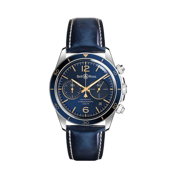 Bell & Ross BR V2 Vintage V2-94 Aeronavale Chronograph 41mm Blue Dial - The Luxury Well