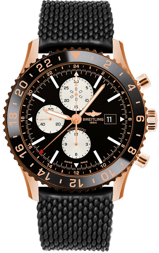 Breitling Chronoliner Red Gold / Black 46mm 18kt Gold Limited Edition - The Luxury Well