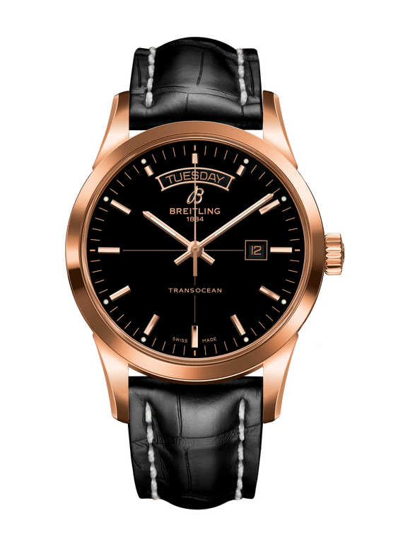 Breitling Transocean Day & Date 18k Red gold - Black - The Luxury Well