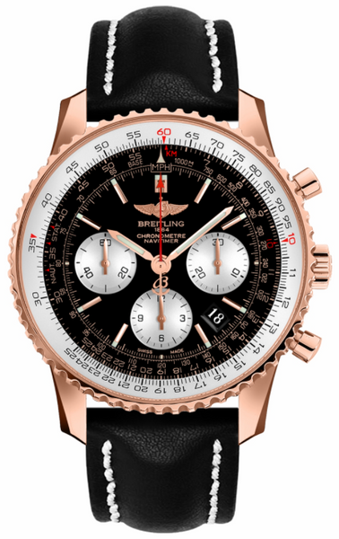 Breitling Navitimer 01 18kt Red Gold Black Dial