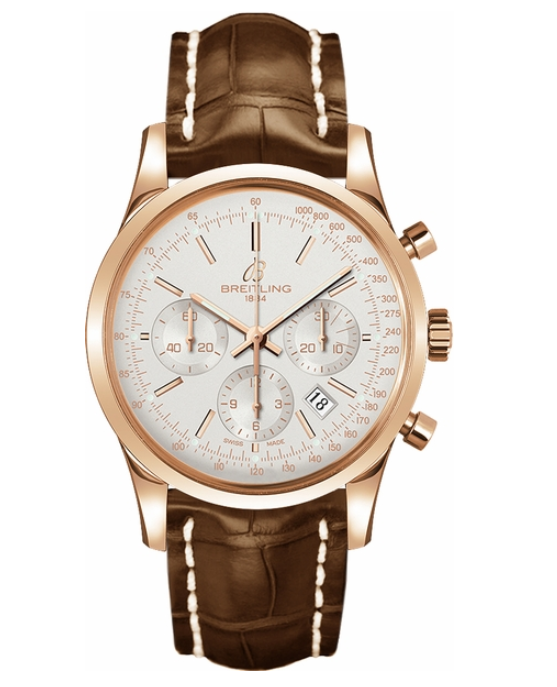 Breitling Transocean Chronograph 18k Rose gold - Silver 43mm Dial
