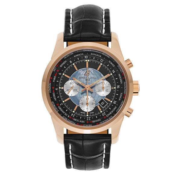 Breitling Transocean Chronograph Unitime Red Gold / Black 46MM - The Luxury Well