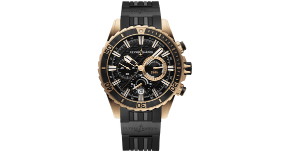 Ulysse Nardin Marine Diver Chronograph Manufacture 18kt Rose Gold - The Luxury Well