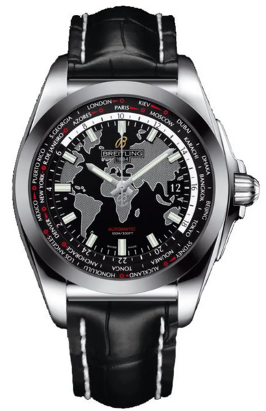 Breitling Galactic Unitime Sleek World Map Black - The Luxury Well