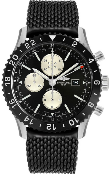 Breitling Chronoliner Stainless Steel Black Dial - The Luxury Well