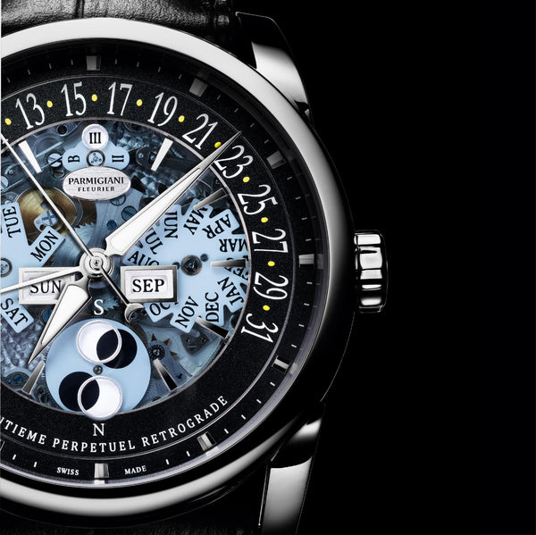 Parmigiani Fleurier TONDA Centum Retrograde Perpetual Calendar Skeleton - The Luxury Well