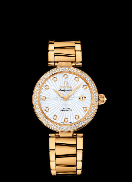 Omega DeVille Ladymatic Co-Axial 34mm 18kt Yellow Gold with Diamonds - The Luxury Well