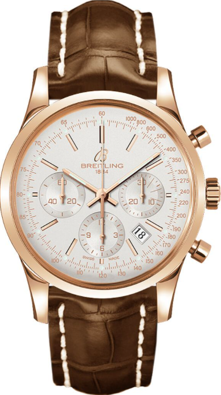 Breitling Transocean Chronograph 18k Rose gold - Silver 43mm Dial