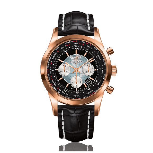 Breitling Transocean Chronograph Unitime Red Gold / Black - The Luxury Well